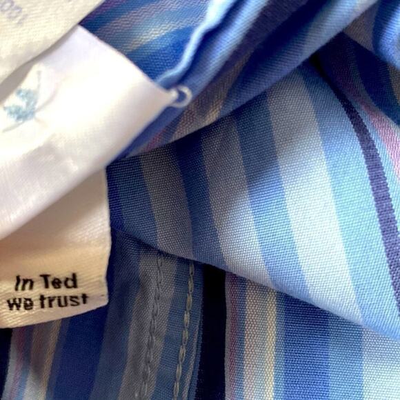 Men shirt TED BAKER London dress shirt long sleeves French cuffs 100% Cotton MED - Picture 9 of 12